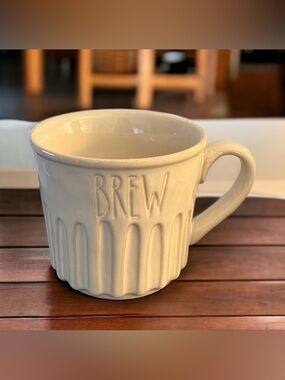 NEW Rae Dunn BREW Mug Retro Look Vintage Feel Cream Color - Father's Day
